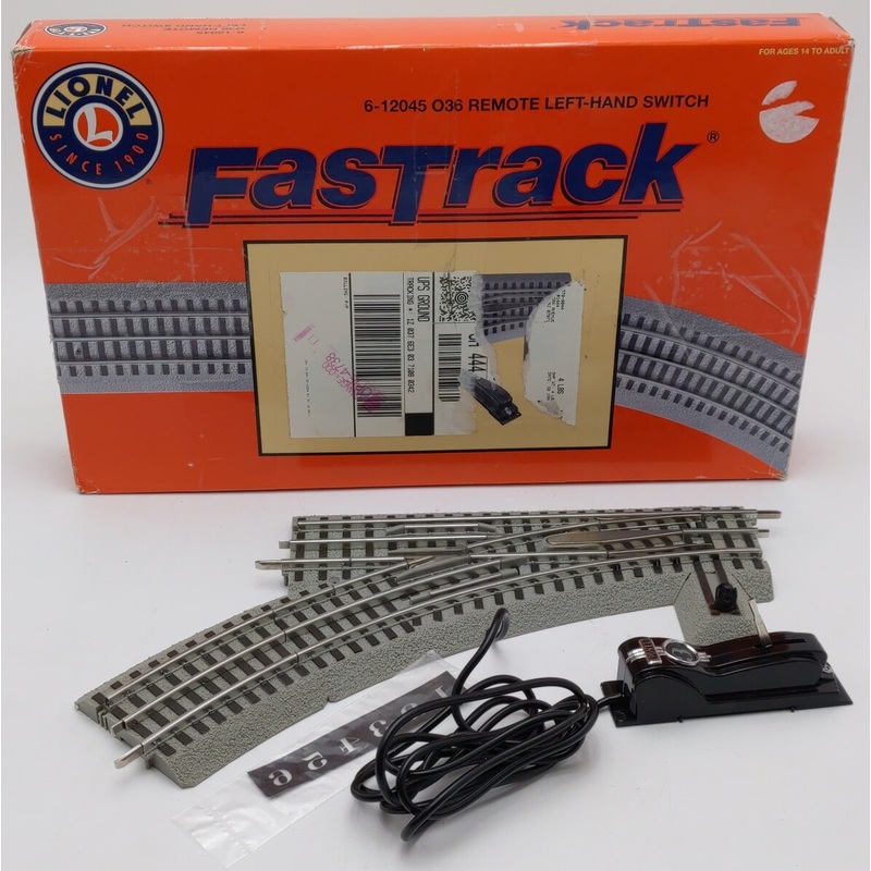 Lionel 6-12045 O36 Left Hand Remote-Control FasTrack Curved Switch Turnout EX/Box