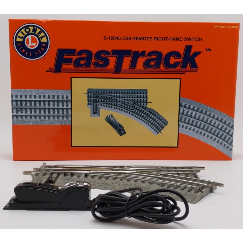 Lionel 6-12046 O Gauge O36 FasTrack Right Hand Remote-Control Switch Turnout VG/Box
