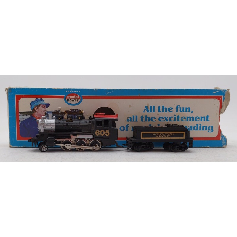 Model Power 6720 HO Scale ATSF 605 Steam Locomotive & Tender EX/Box