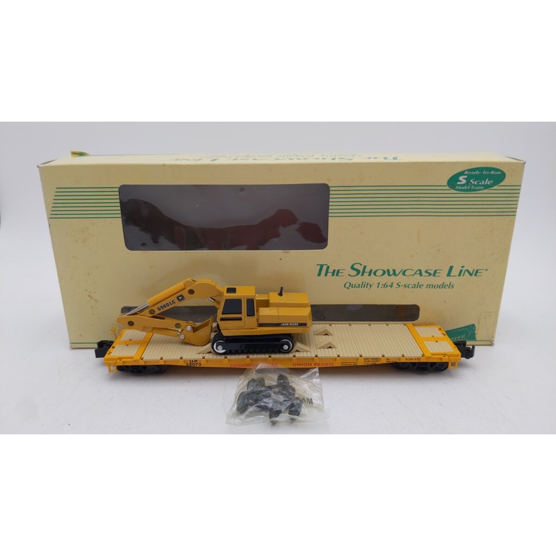 S-Helper Service 00309-0 S Gauge Union Pacific Flatcar w/ John Deere Excavator EX/Box