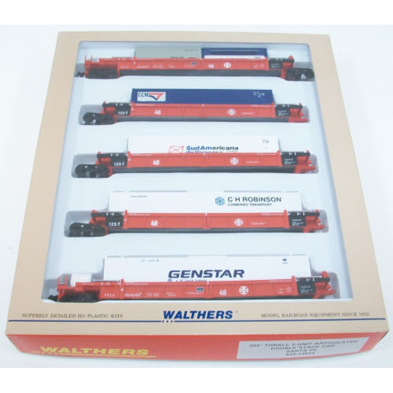 Walthers 932-13974 SF 5-Unit Double Stack Car Set NIB