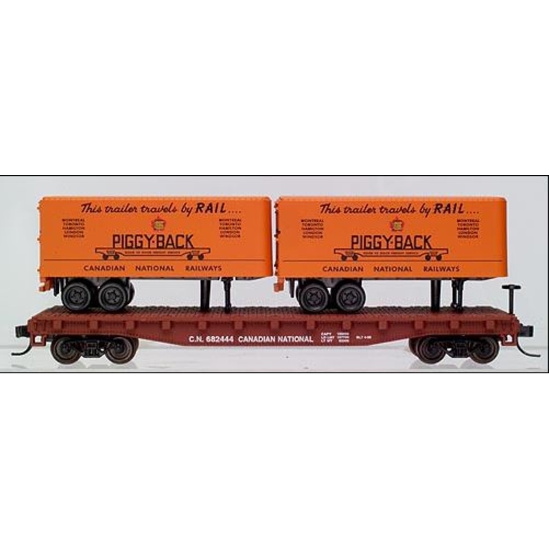 Atlas 37542 N Scale Canadian National Piggyback Flat w/ 24′ Trailers #682444 LN/Box