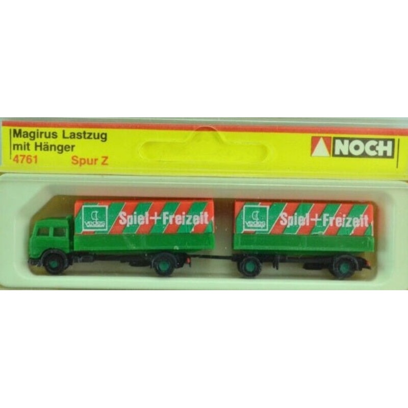 Noch 4761 Z Scale Magirus Truck With Trailer Green Spiel + Freizeit
