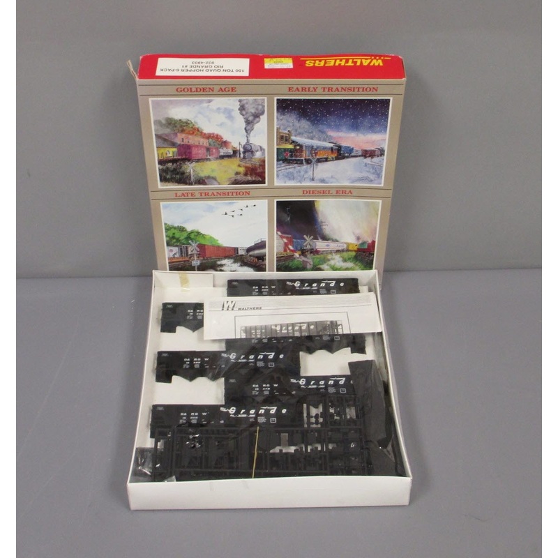 Walthers 932-4933 HO Scale Rio Grande 100 Ton 4-Bay Hopper Kit (Pack of 6) MT/Box