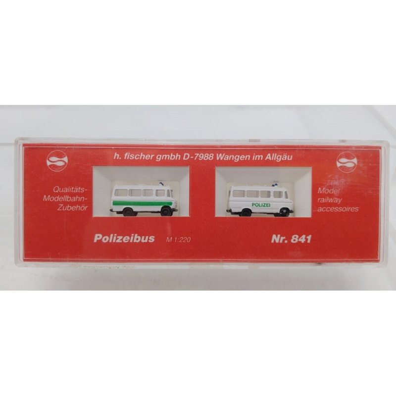 Hannes Fisher 841 Z Scale White & Green Polizeibus (Set of 2)