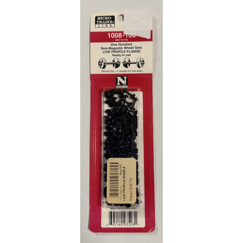 Micro-Trains 1008-100 N Scale Non-Magnetic Wheel Sets-Low Profile Flange