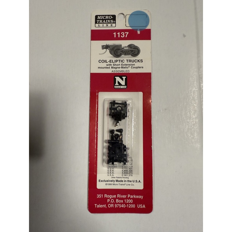 Micro-Trains 1137 N Scale Coil-Eliptic Trucks w/ Short Extension Couplers