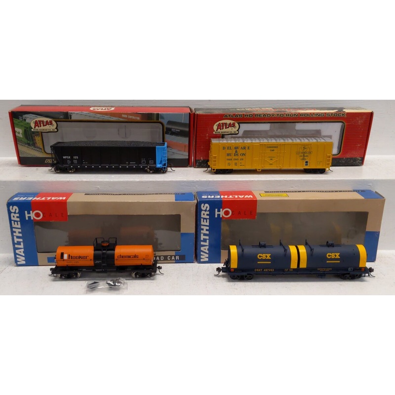 Assorted HO Scale Freight Cars: 105, 1285, 28026, 497293 [4] EX/Box