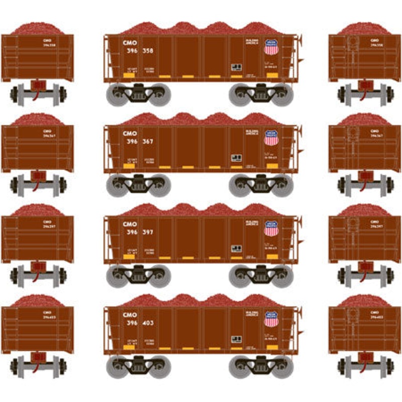 Athearn 97738 HO Union Pacific RTR 26′ Ore Car Low Side with Load #1 (4) NIB
