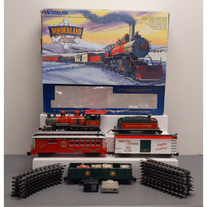 Bachmann 90047 G Scale Wonderland Flyer Steam Starter Train Set EX/Box