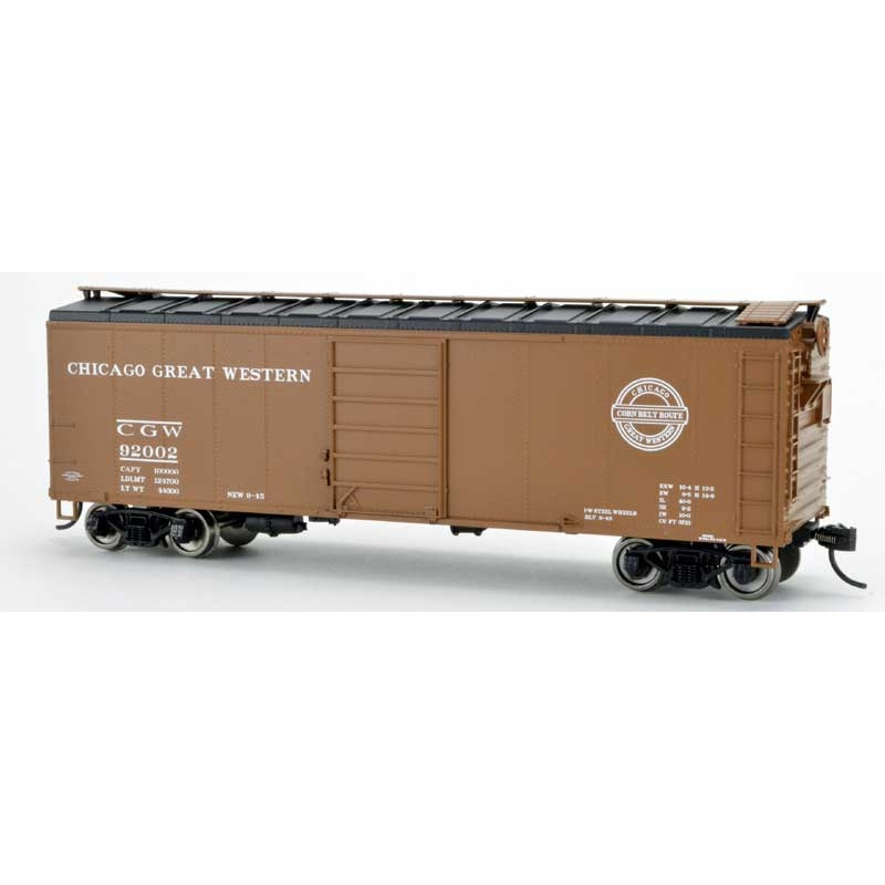 Bowser 42843 HO Chicago Great Western 40′ Steel Side Box Car Ready-To-Run #92002 LN/Box