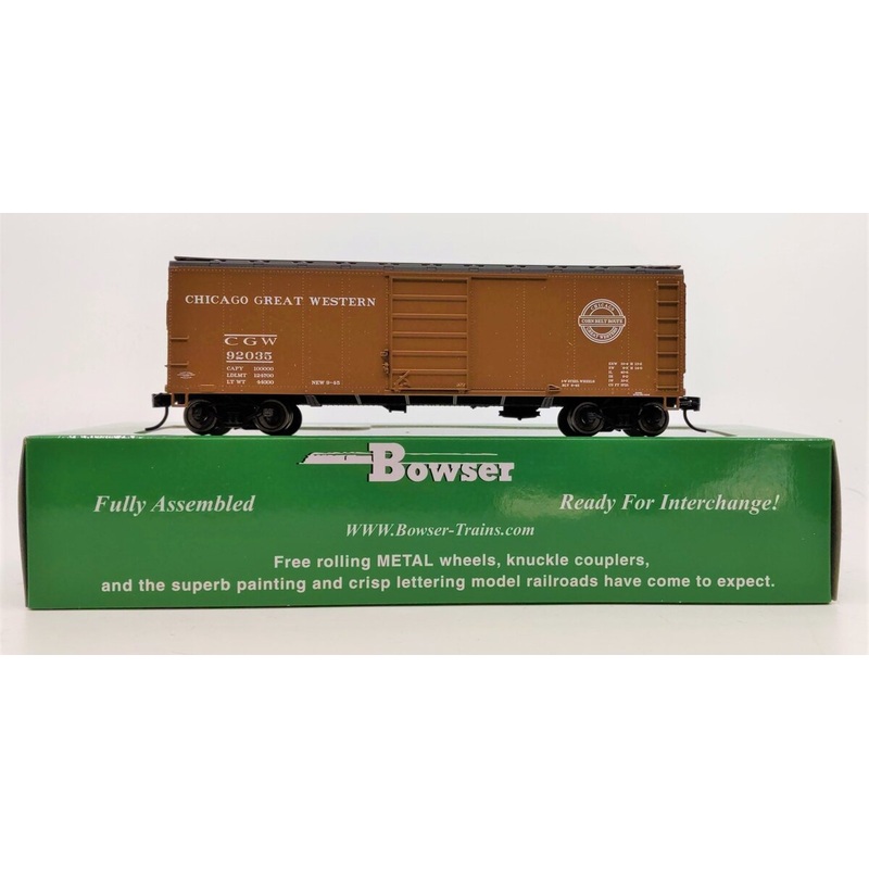 Bowser 42845 HO Chicago Great Western 40′ Steel Side Box Car Ready-To-Run #92035 LN/Box