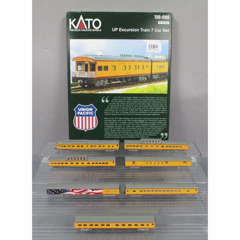 Kato 106-086 N Union Pacific Excursion Train Set (Set of 7) NIB
