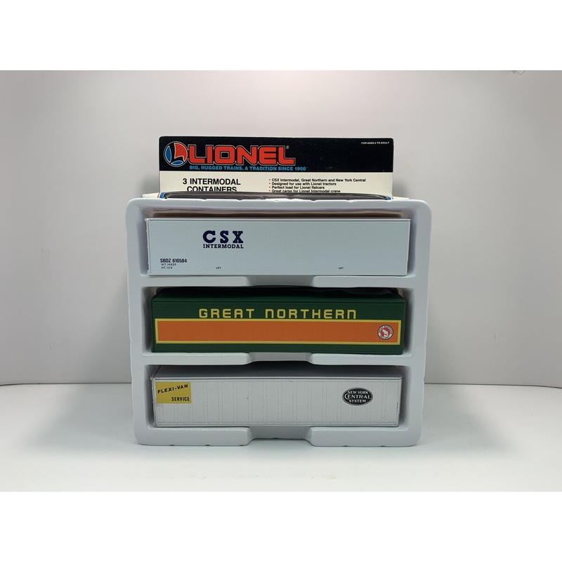 Lionel 6-12826 O CSX/Great Northern/New York Central Intermodal 3-Container Pack EX/Box