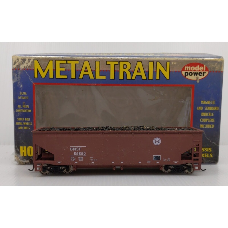 Model Power 2212 HO Scale BNSF 40′ Metal Quad Hopper #85850 EX/Box