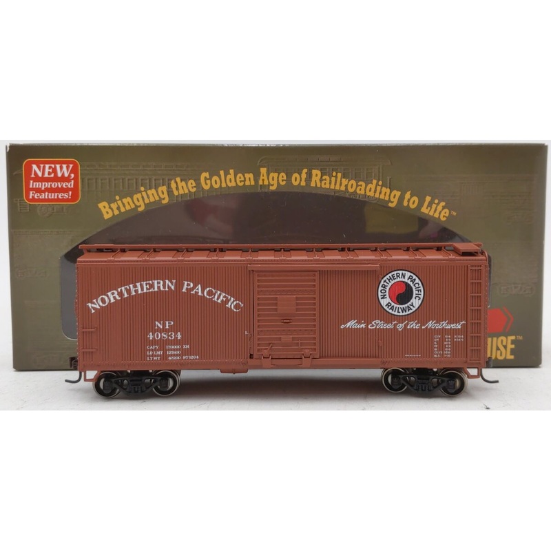 Roundhouse 84692 HO Northern Pacific RTR 40′ Wood Boxcar #40834 LN/Box