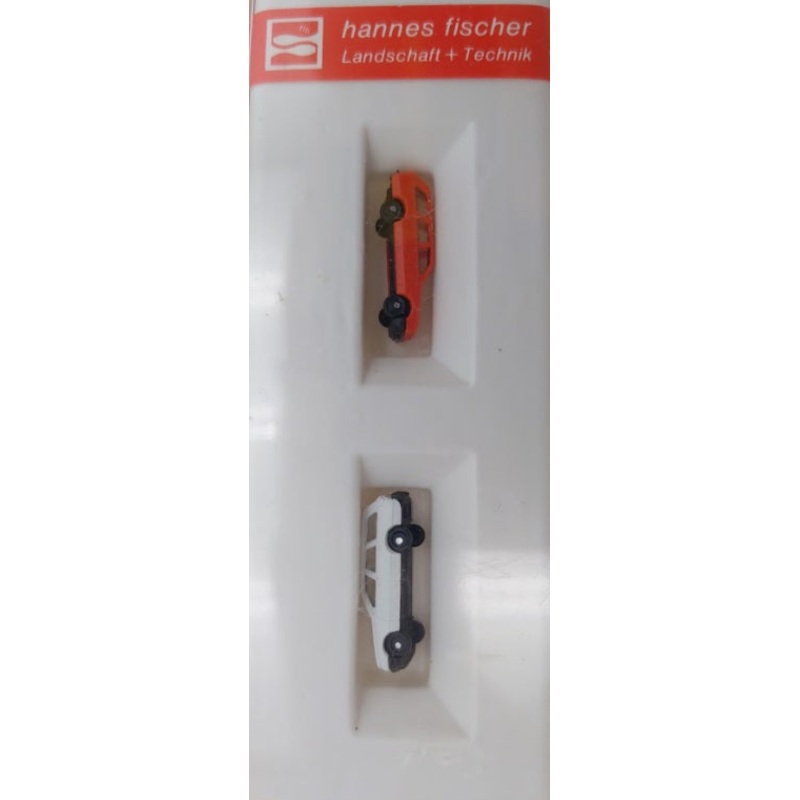 Hannes Fischer 886 Z Scale Orange/White  Opel Caravan Station Wagon (Set of 2)