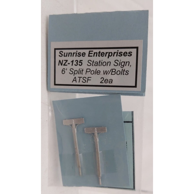Sunrise NZ-135 N Scale Station Sign 6′ Split Pole With Bolts ATSF (Pack of 2)
