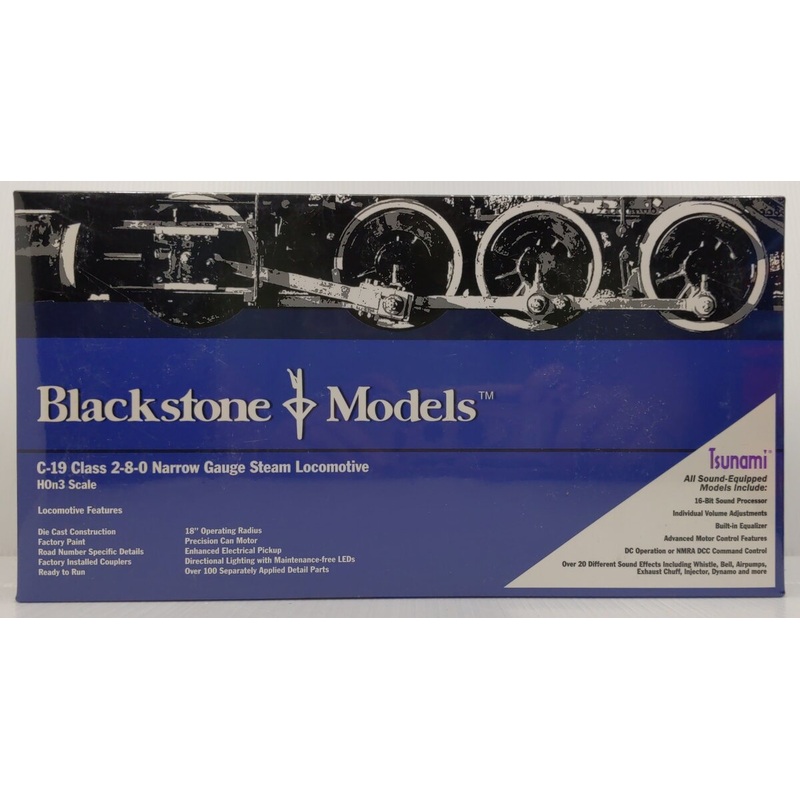 Blackstone Models B310201-S HOn3 D&RGW C-19 2-8-0 Steam Locomotive w/DCC MT/Box