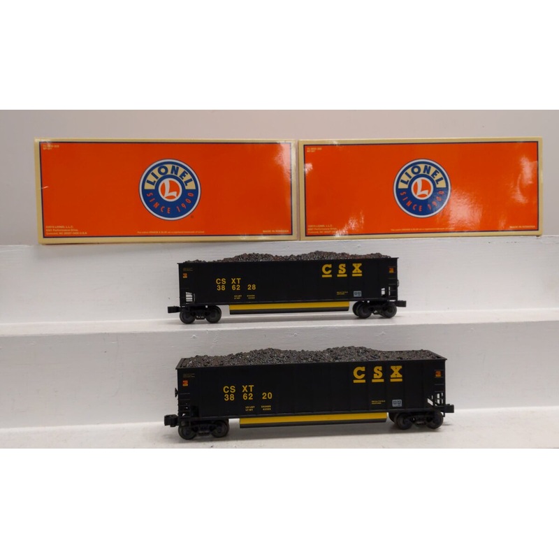 Lionel 6-19380 O Gauge CSX Bathtub Coal Gondola Cars #386228, #386220 with Loads VG/Box