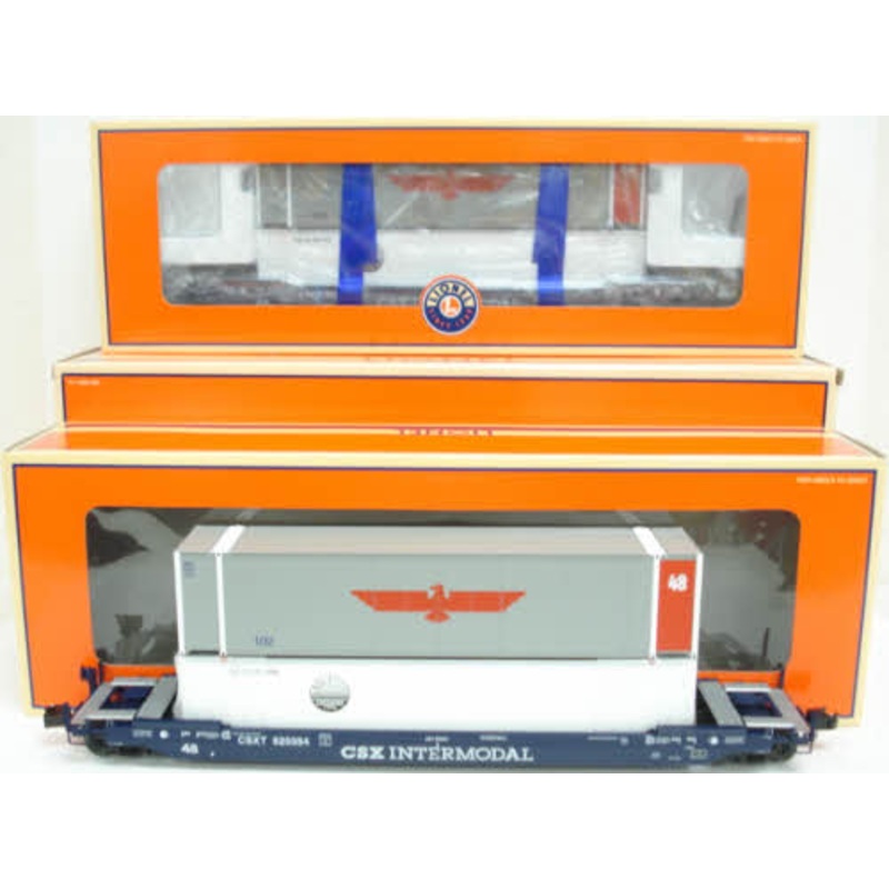 Lionel 6-21875 O Gauge CSX Husky Stack Cars w/Containers LN/Box