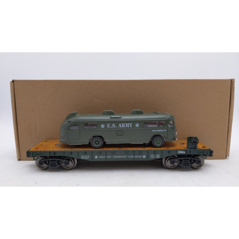 Menards 279-3432 O Gauge Army Short Flat Car w/ Army Bus EX/Box