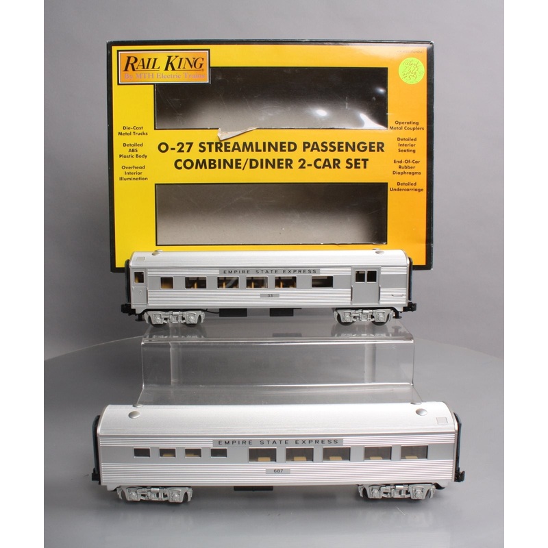 MTH 30-6126 O NYC RailKing O-27 Streamlined Combo/Diner Set (Set of 2) EX/Box