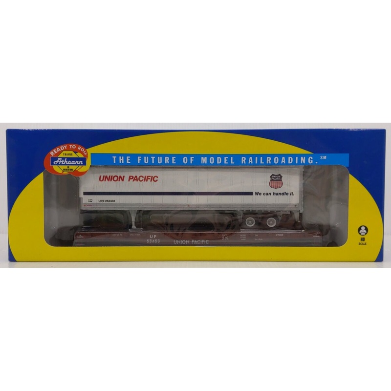 Athearn 97760 HO Union Pacific 50′ Flatcar w/45′ Trailer #53453 NIB
