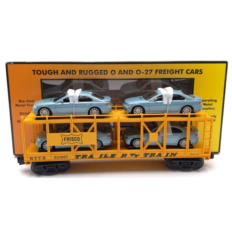 MTH 30-76679 O Frisco Auto Carrier Flat Car with BMW 7-Series Sedans LN/Box