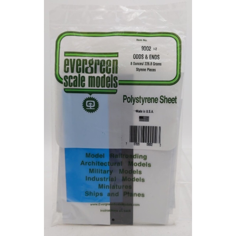 Evergreen Scale Models 9002 1-2 White/Black & Blue Plastic Odds & Ends 8 Oz. Bag