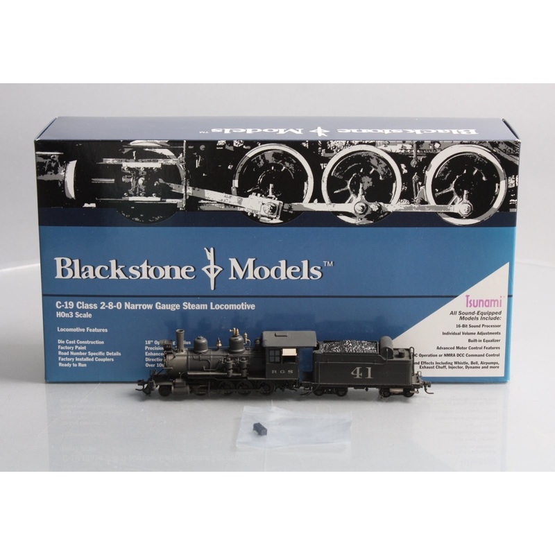 Blackstone Models B310213W-S HOn3 RGS 2-8-0 Steam Locomotive #41 w/Tsunami Sound NIB