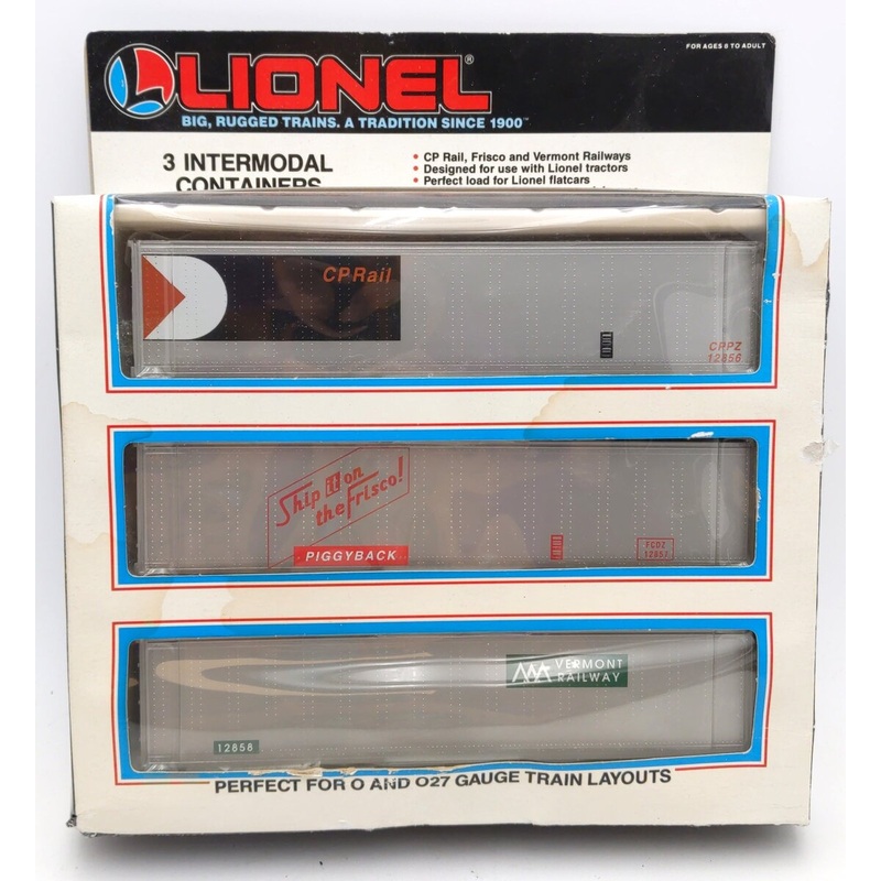 Lionel 6-12855 O Gauge Intermodal Containers (Set of 3) NIB