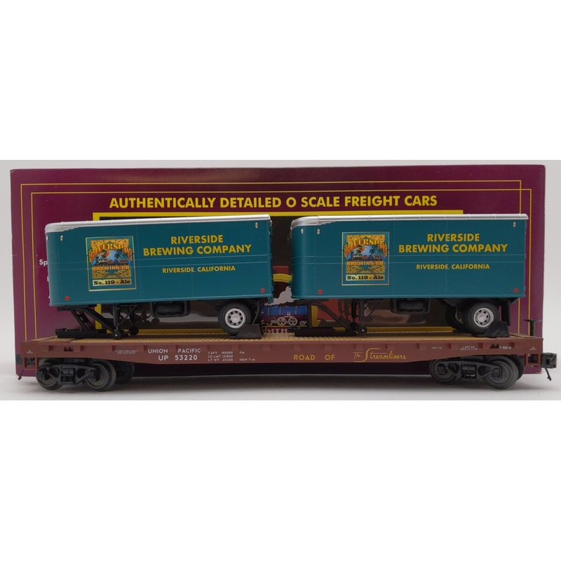 MTH 20-95311 O Union Pacific Flat Car with 2 PUP Trailers #53220 EX/Box