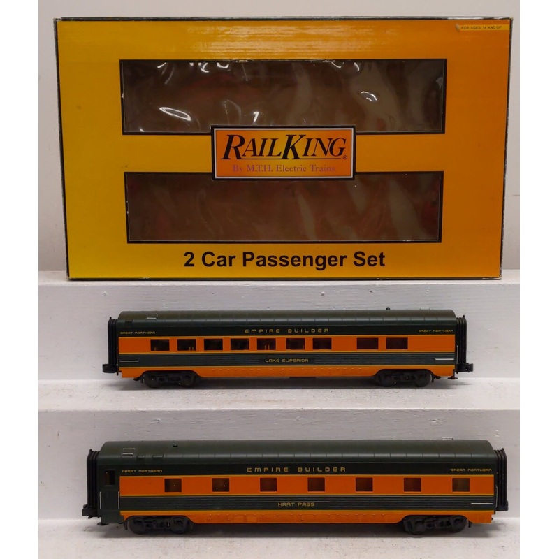 MTH 30-67818 O Great Northern 60′ Streamlined Sleeper/Diner Passenger Set EX/Box