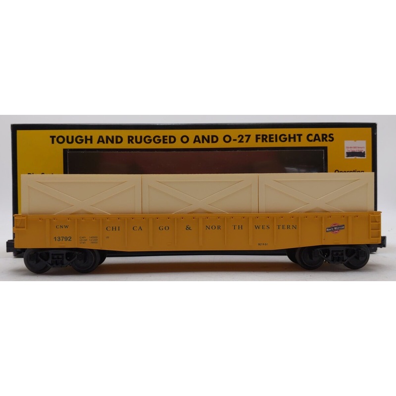 MTH 30-7205 O Gauge Chicago Northwestern Gondola #13792 with Crate loads LN/Box