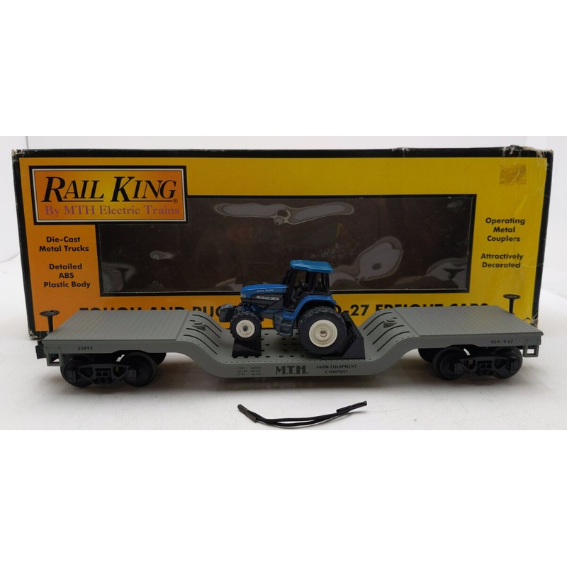 MTH 30-7611 O Gauge MTH Construction Flat Car #22893 w/Ertl Tractor LN/Box