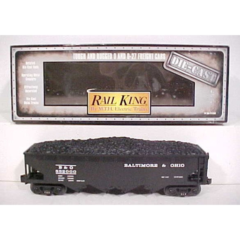 MTH 30-8001 O Baltimore & Ohio Die-Cast 4-Bay Hopper with Coal Load LN/Box