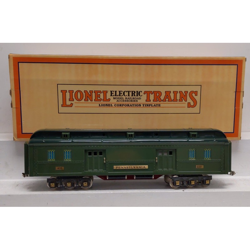 Lionel 11-4001 Std Gauge PRR Baggage Car Tinplate Two Tone Green #410 VG/Box