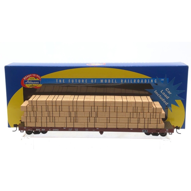 Athearn 81940 HO Scale BNSF 60′ Flat Car w/Lumber Load #594992 NIB