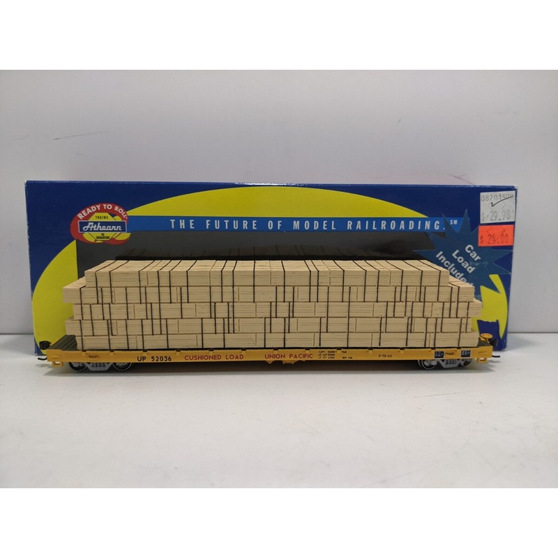 Athearn 81945 HO Scale RTR Union Pacific 60′ Flat Car w/Lumber Load #52036 NIB