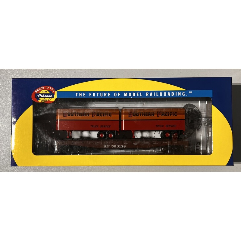 Athearn 96370 HO Scale Southern Pacific 50′ Flat w/Two 25′ Trailers NIB