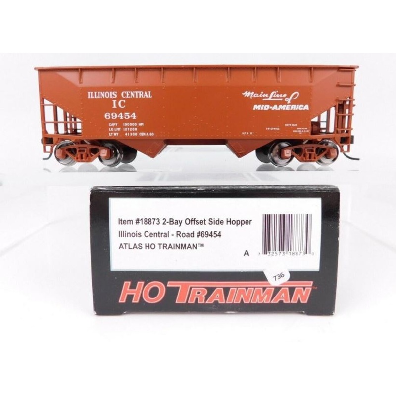 Atlas 18873 HO Illinois Central 2-Bay Offset Side Hopper Car #69454 NIB