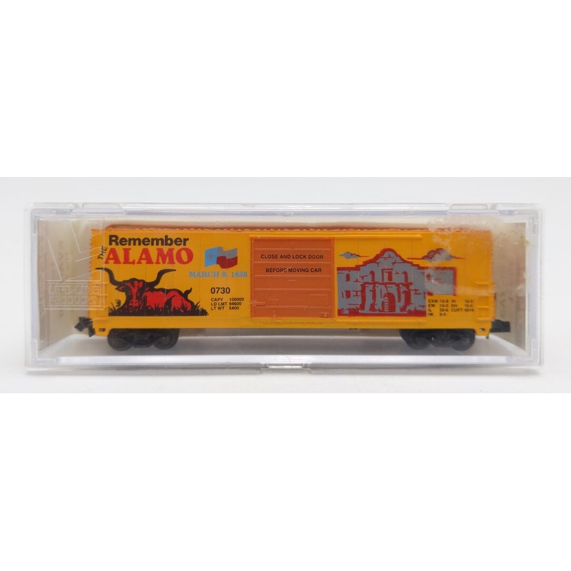 BevBel 10055 N Scale The Remember Alamo Box Car # 0730 NIB