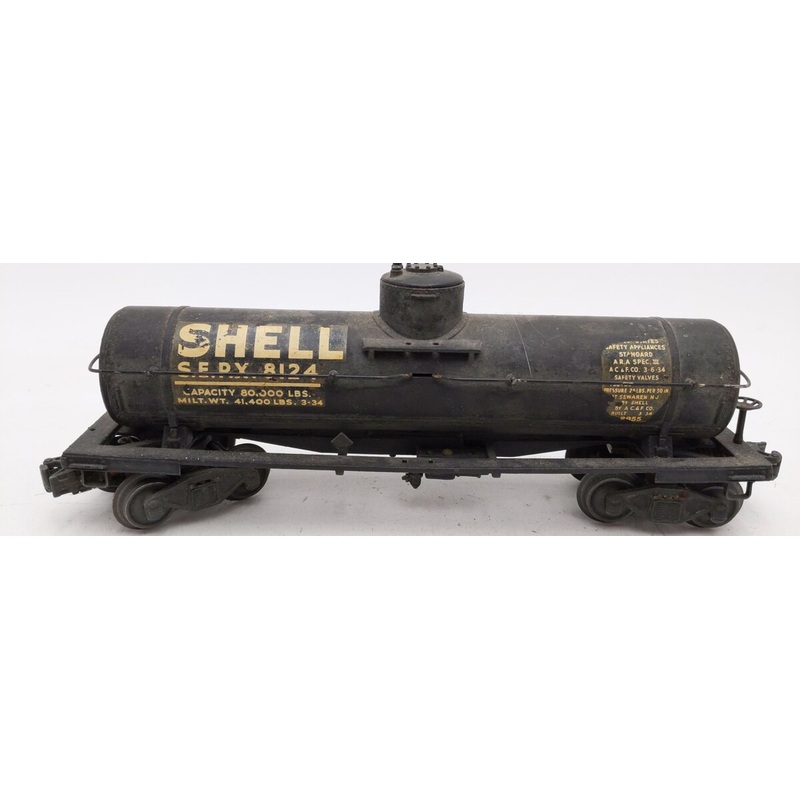 Lionel 2955 Vintage O Gauge Prewar Shell Die-Cast Single Dome Tank Car #8124 VG