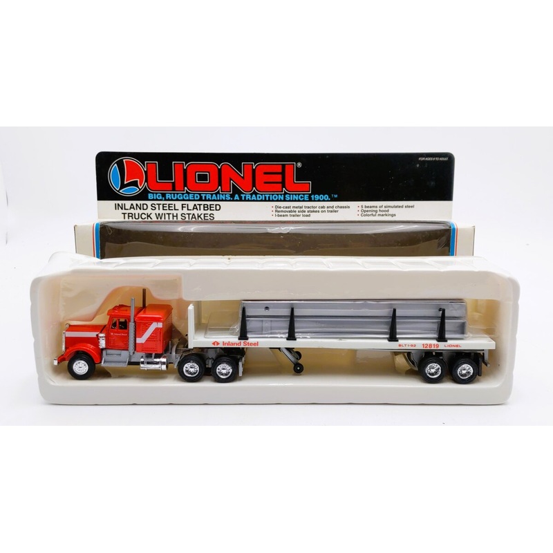 Lionel 6-12819 O Gauge Inland Steel Flatbed Tractor Trailer W/Stakes #12819 NIB
