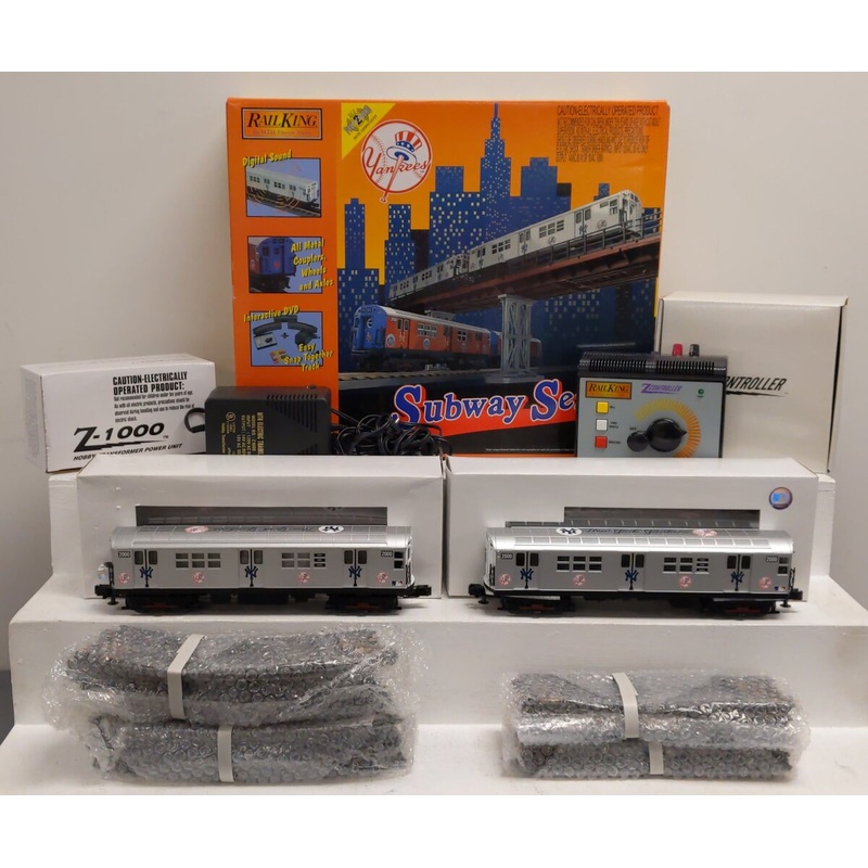 MTH 30-4122-1 Yankees RailKing Subway O Gauge Passenger Train Set w/PS2 EX/Box