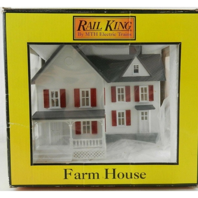 MTH 30-90333 O Gauge White With Red Shutters Built Up Farm House LN/Box