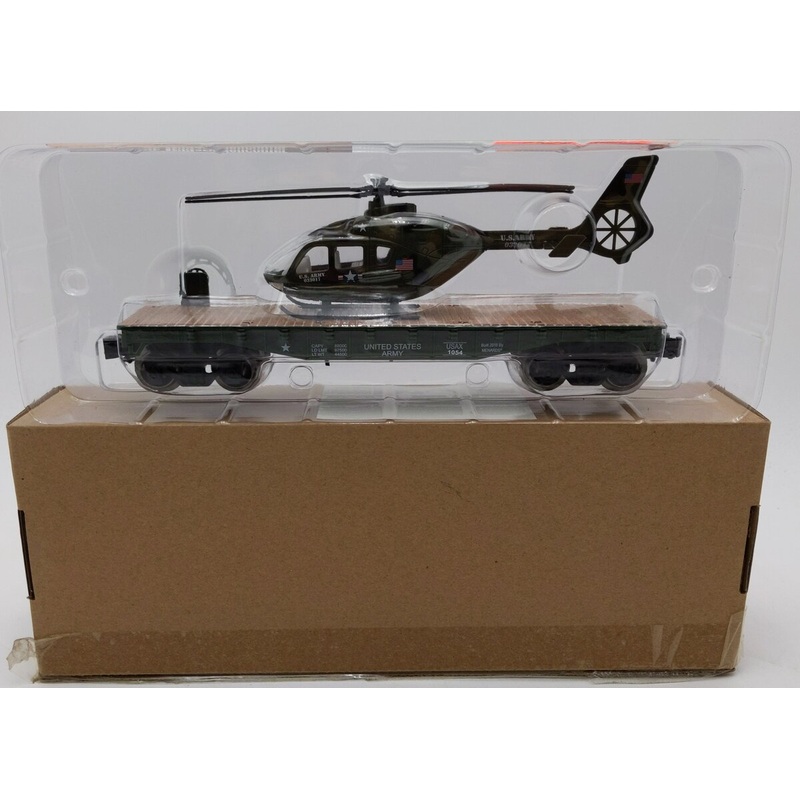 Menards 279-4484 O Gauge US Army Flat Car w/ Helicopter #1054 MT/Box