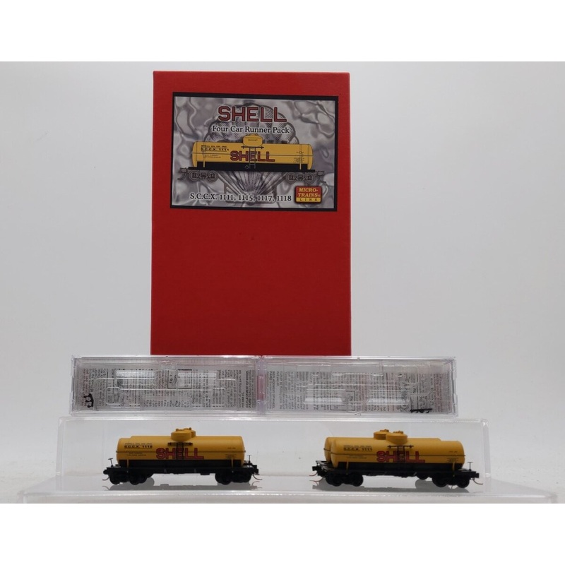 Micro-Trains 99300007 N Shell Oil Company 39′ Tank Car Runner Pack (Set of 4) EX/Box