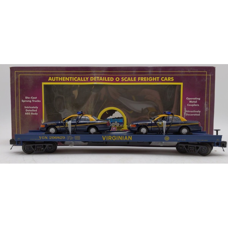 MTH 20-98548 WV Flat Car with 2 Ford Police Cars #206829 NIB